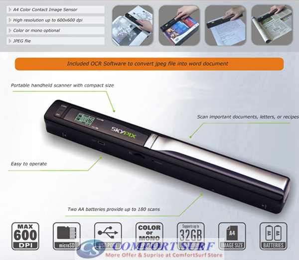 Mini Portable SkyPix Handheld / Cordless Color Scanner Printer 900dPi